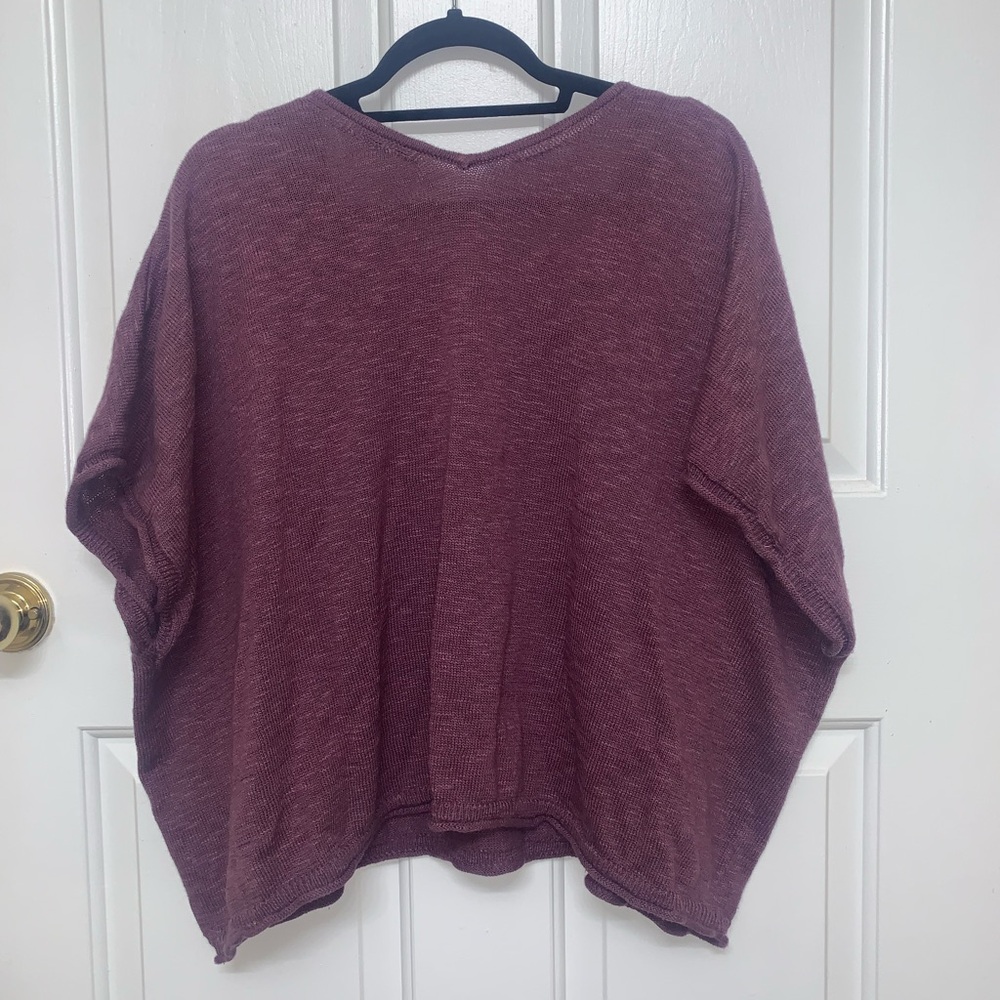 MADEWELL Marled Ellendale Sweater‎ Tee. Plum. COTTON LINEN BLEND. 3X - Picture 3 of 10